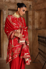 3 Piece Embroidered Raw Silk Suit with Lace and Dupatta SP-52062
