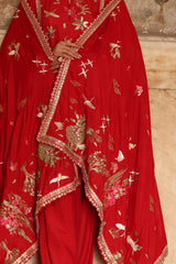 3 Piece Embroidered Raw Silk Suit with Lace and Dupatta SP-52062