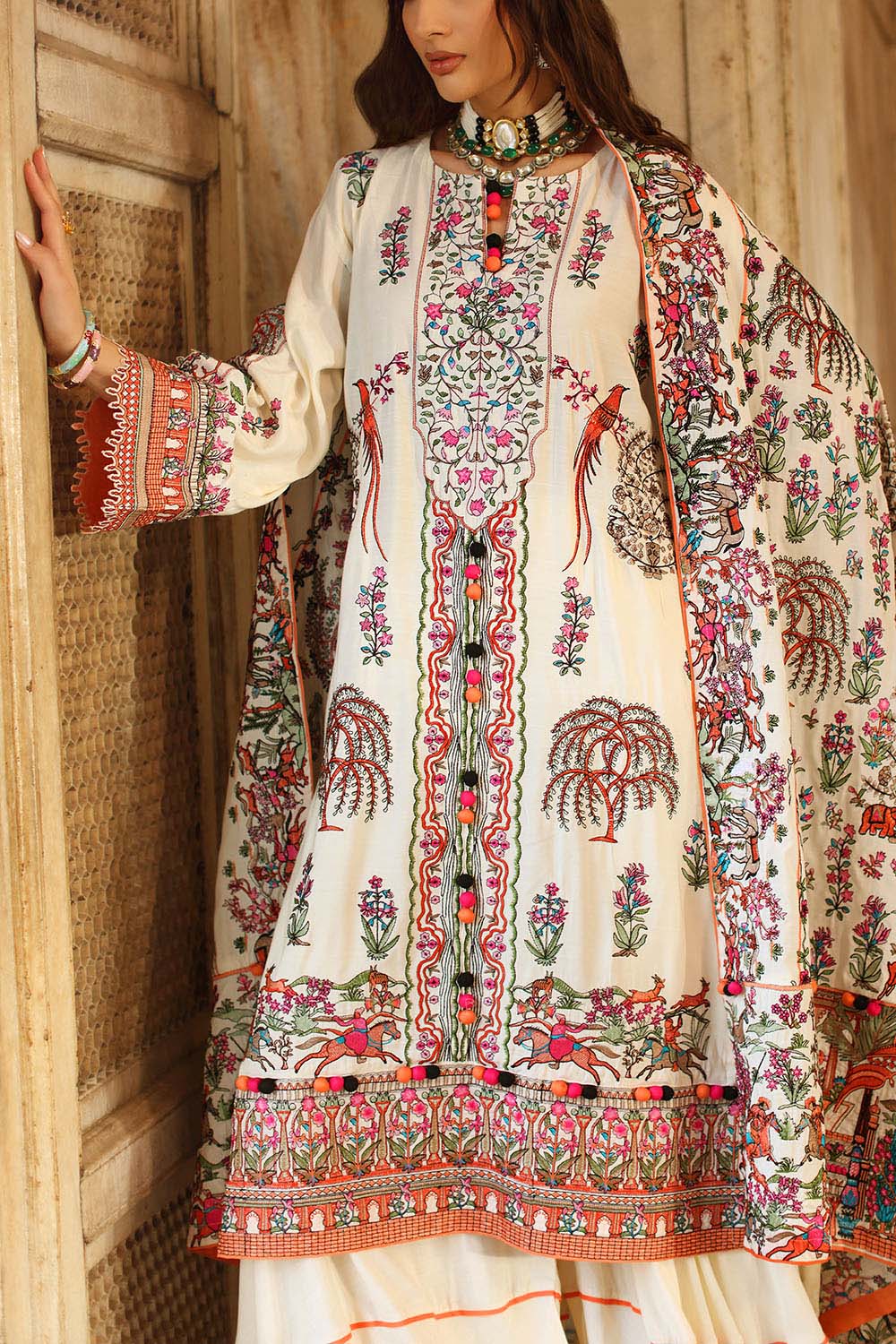 3 Piece Embroidered Raw Silk Suit with Dupatta SP-52063