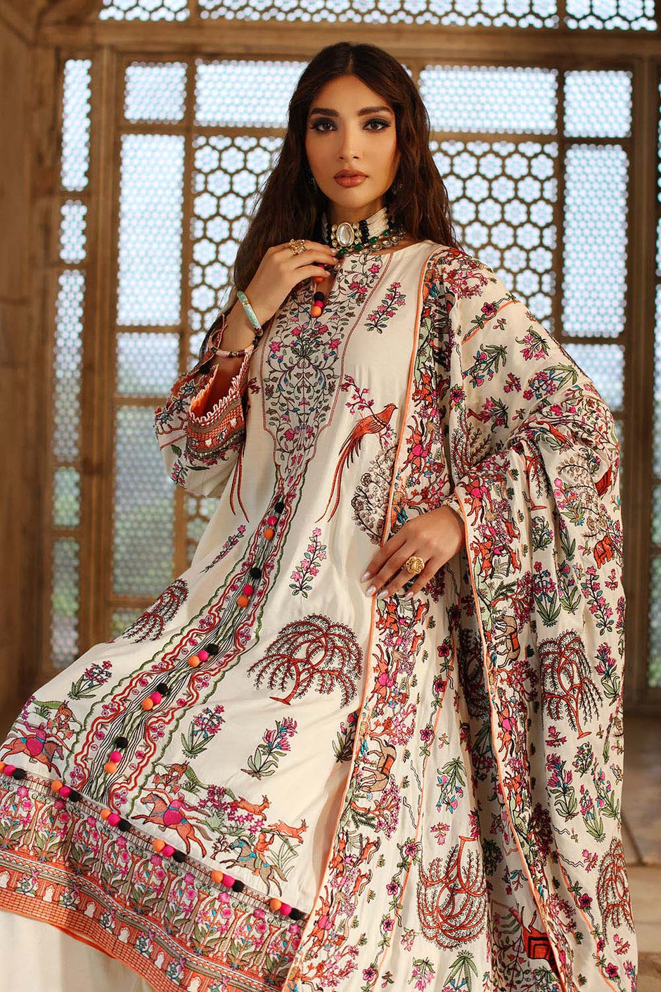 3 Piece Embroidered Raw Silk Suit with Dupatta