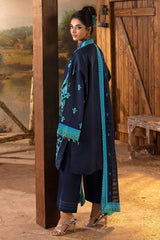 3 Piece Stripe Embroidered Khaddar Suit with Borders and Back K-52102