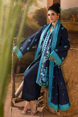 3 Piece Stripe Embroidered Khaddar Suit with Borders and Back K-52102