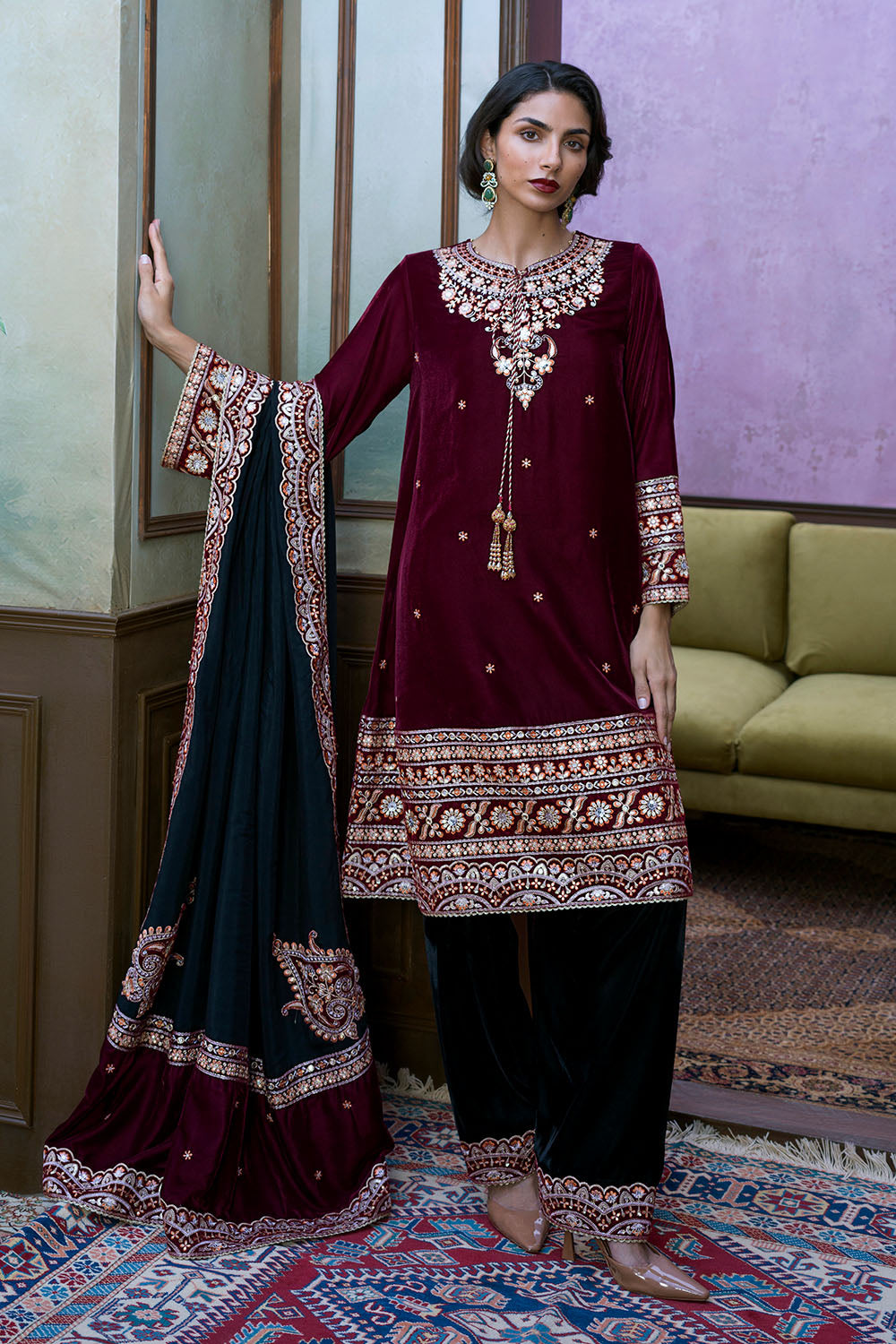 3 Piece Embroidered Suit
