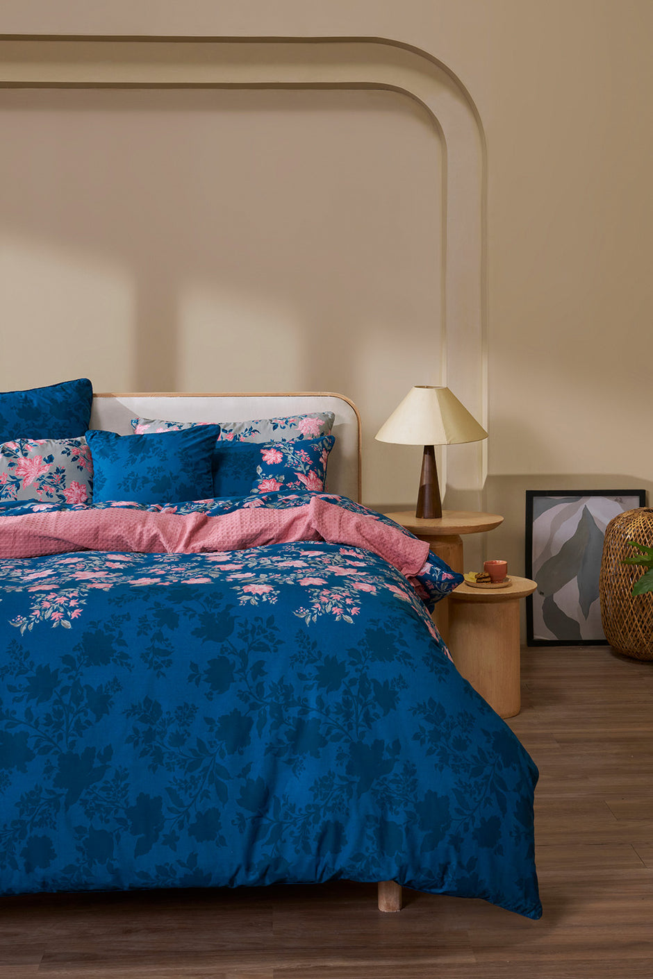 Flora Blue T-150 Quilt Cover Set