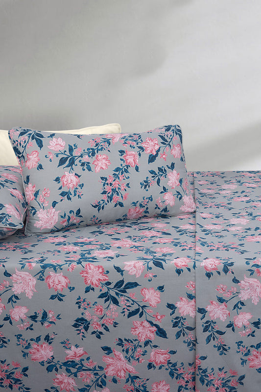 Flora Blue T-150 Bed Sheet Set