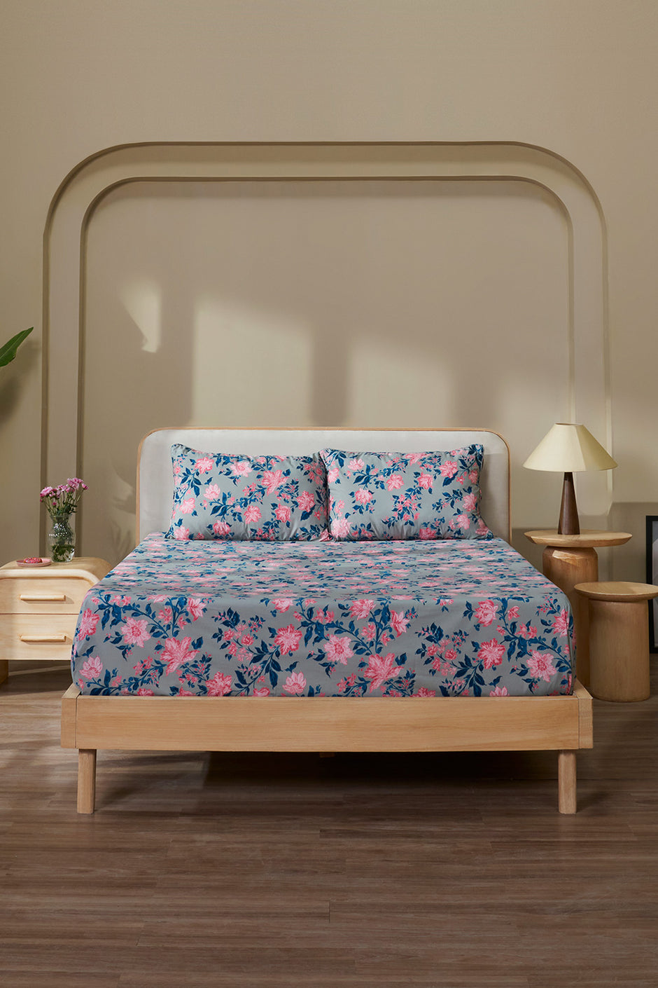 Flora Blue T-150 Bed Sheet Set