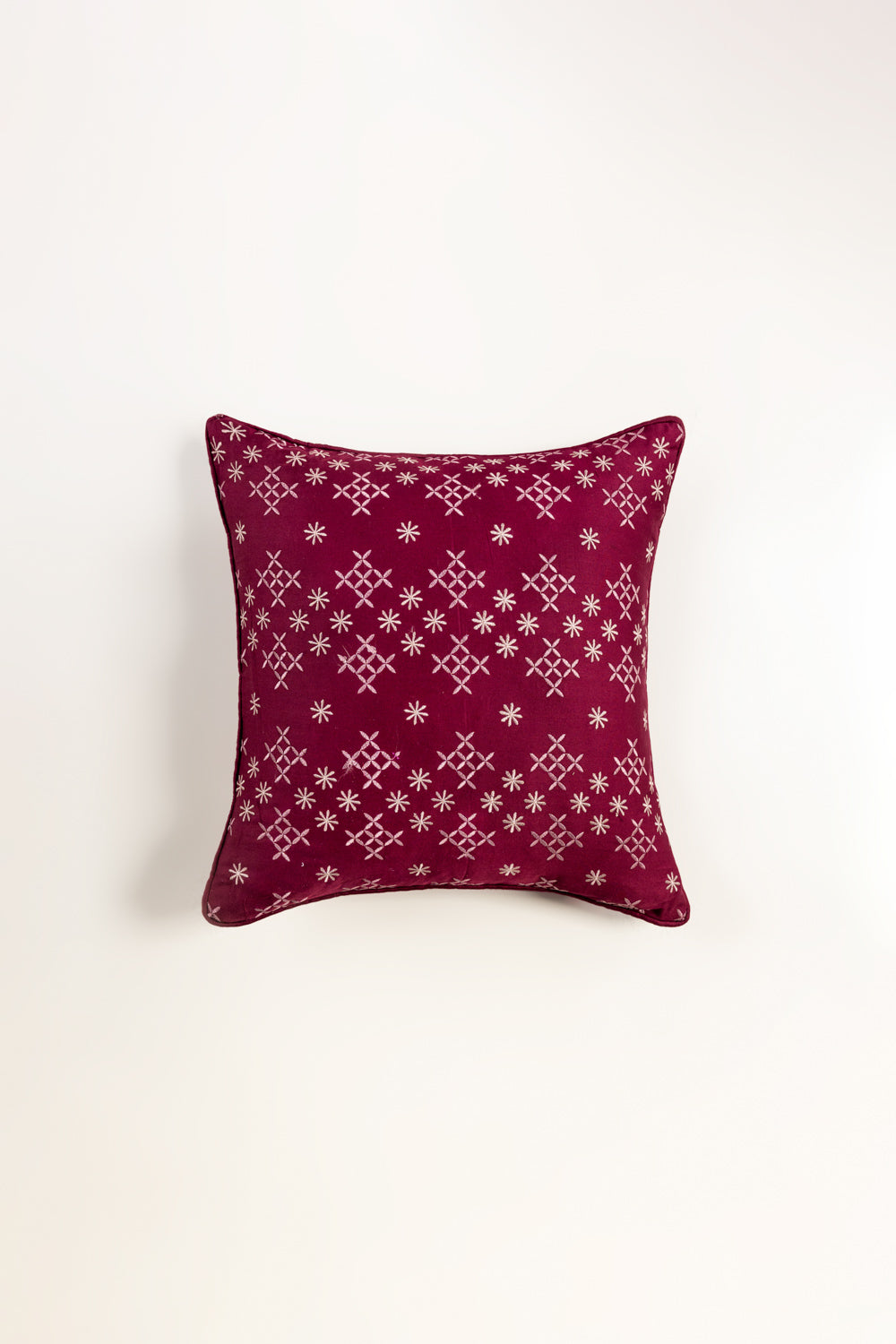 Floral Tile Embroidered Cushion Cover
