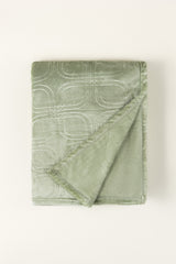 Fog Green Embossed Single Ply Fleece Throw