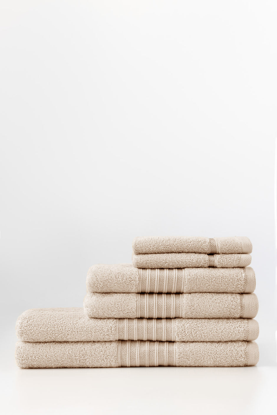 Frost Beige 6Pcs Combed  Towel Set