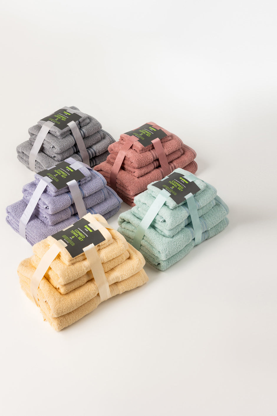 Glass Blue 6Pcs Combed  Towel Set