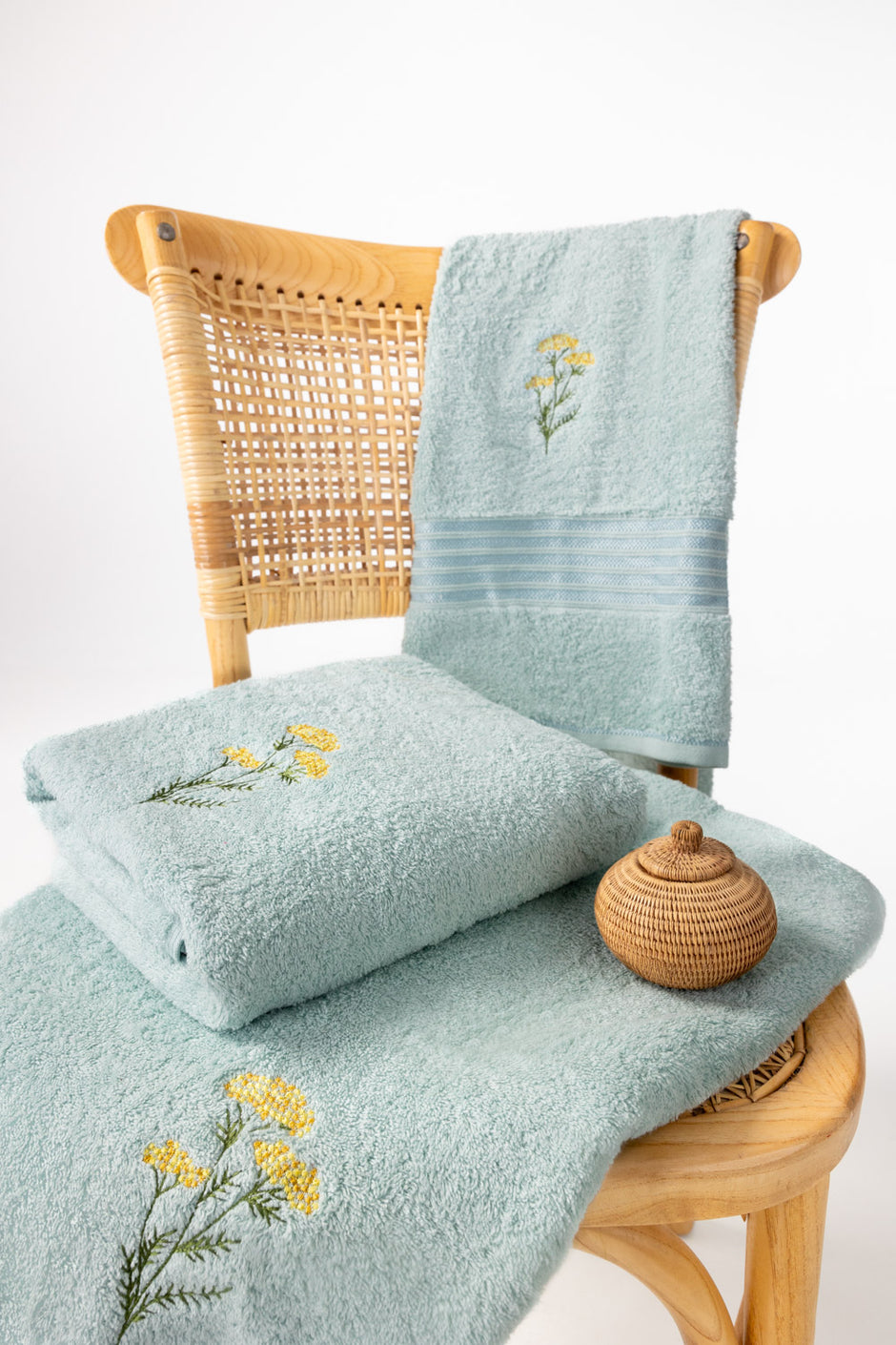 Glass Blue Embroidered Towel