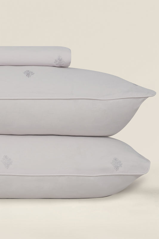 Gray Lilac T-150 Embroidered Bed Sheet Set