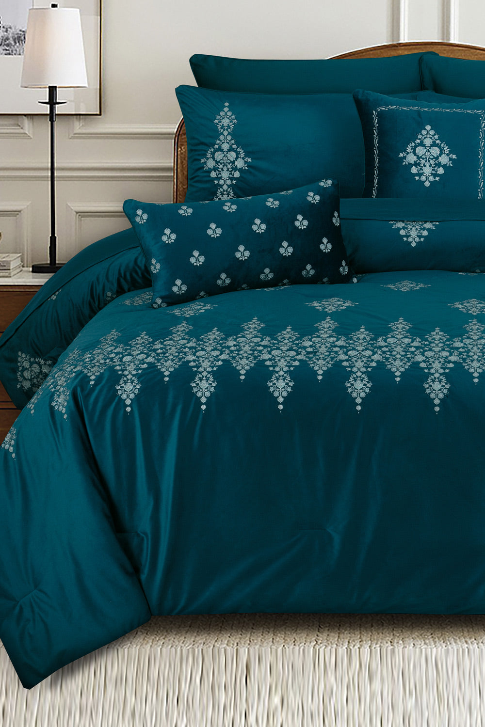 Haze Green Velvet Complete Bed Set