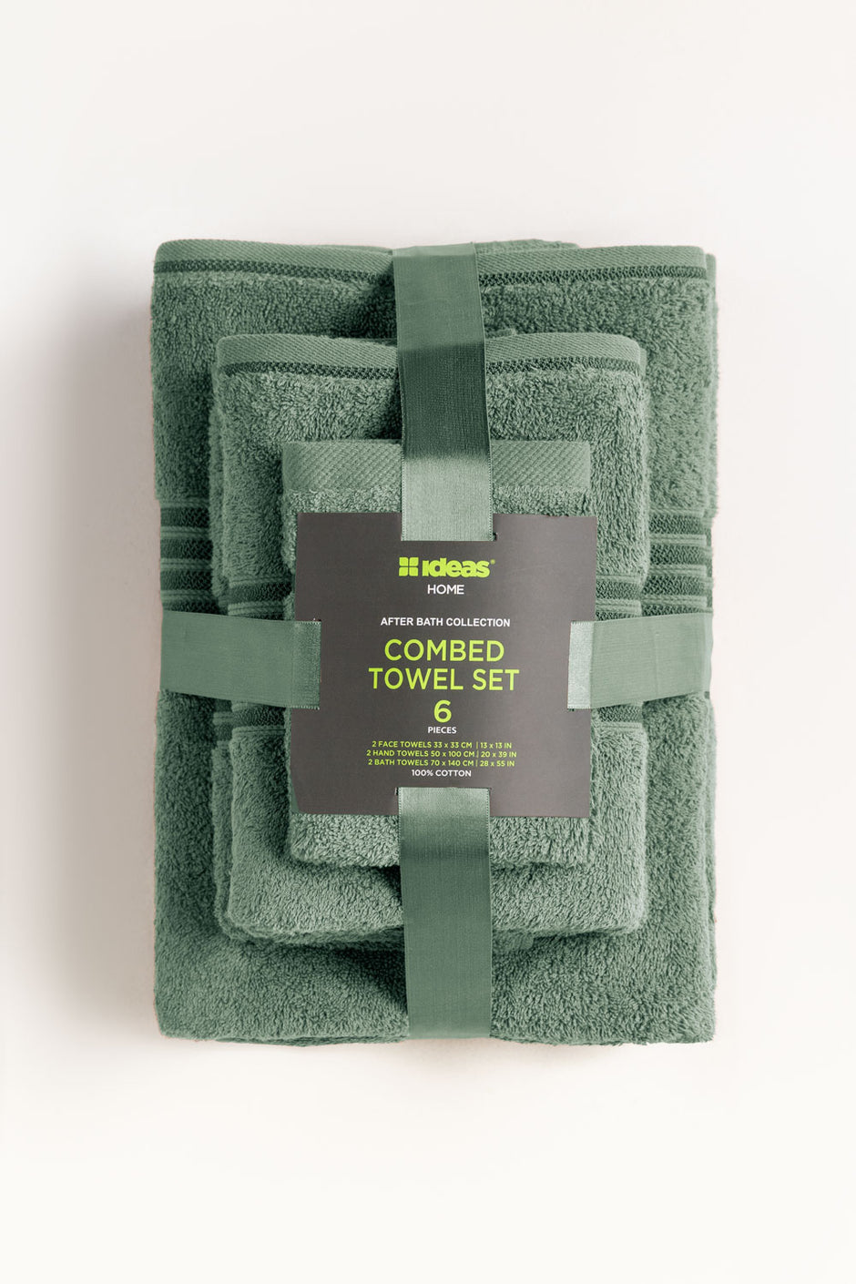 Hedge Green 6Pcs Combed  Towel Set