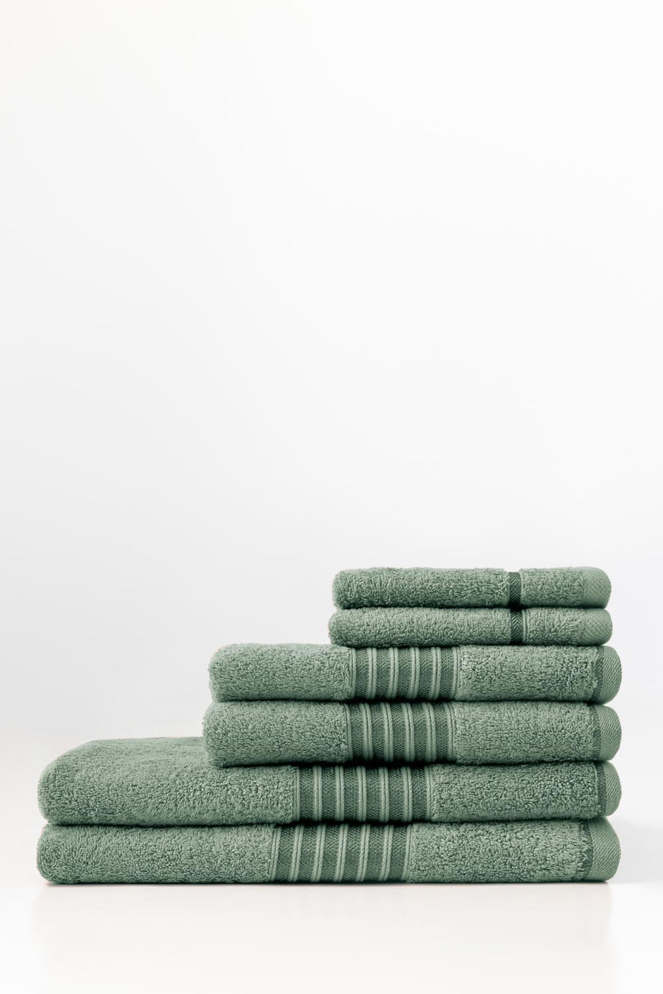 Hedge Green 6Pcs Combed  Towel Set