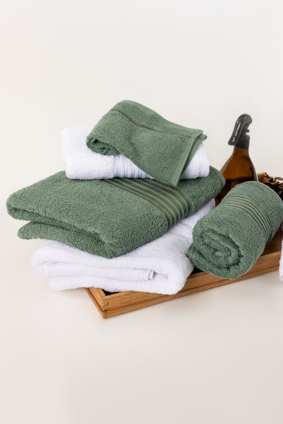 Hedge Green 6Pcs Combed  Towel Set