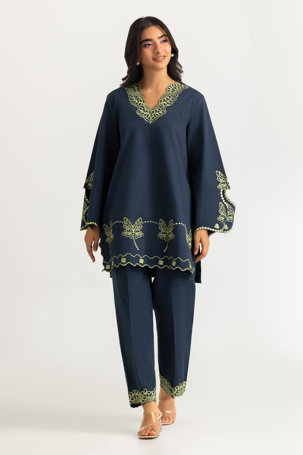 Herringbone Embroidered Shirt Trouser