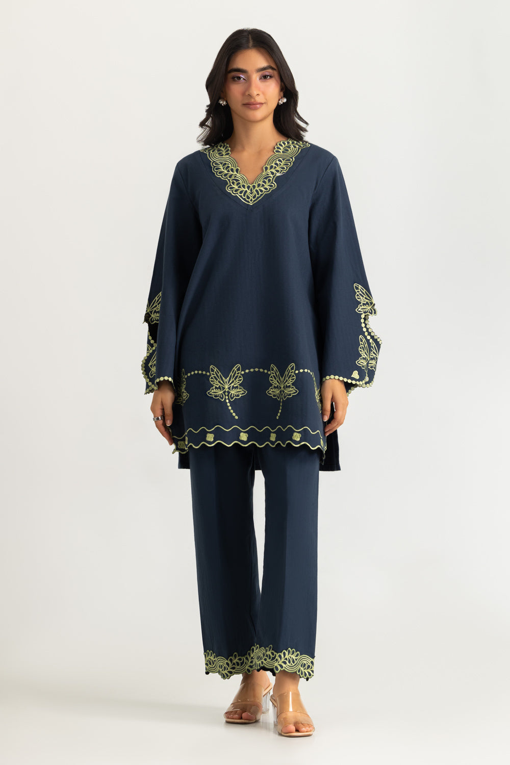 Herringbone Embroidered Shirt Trouser