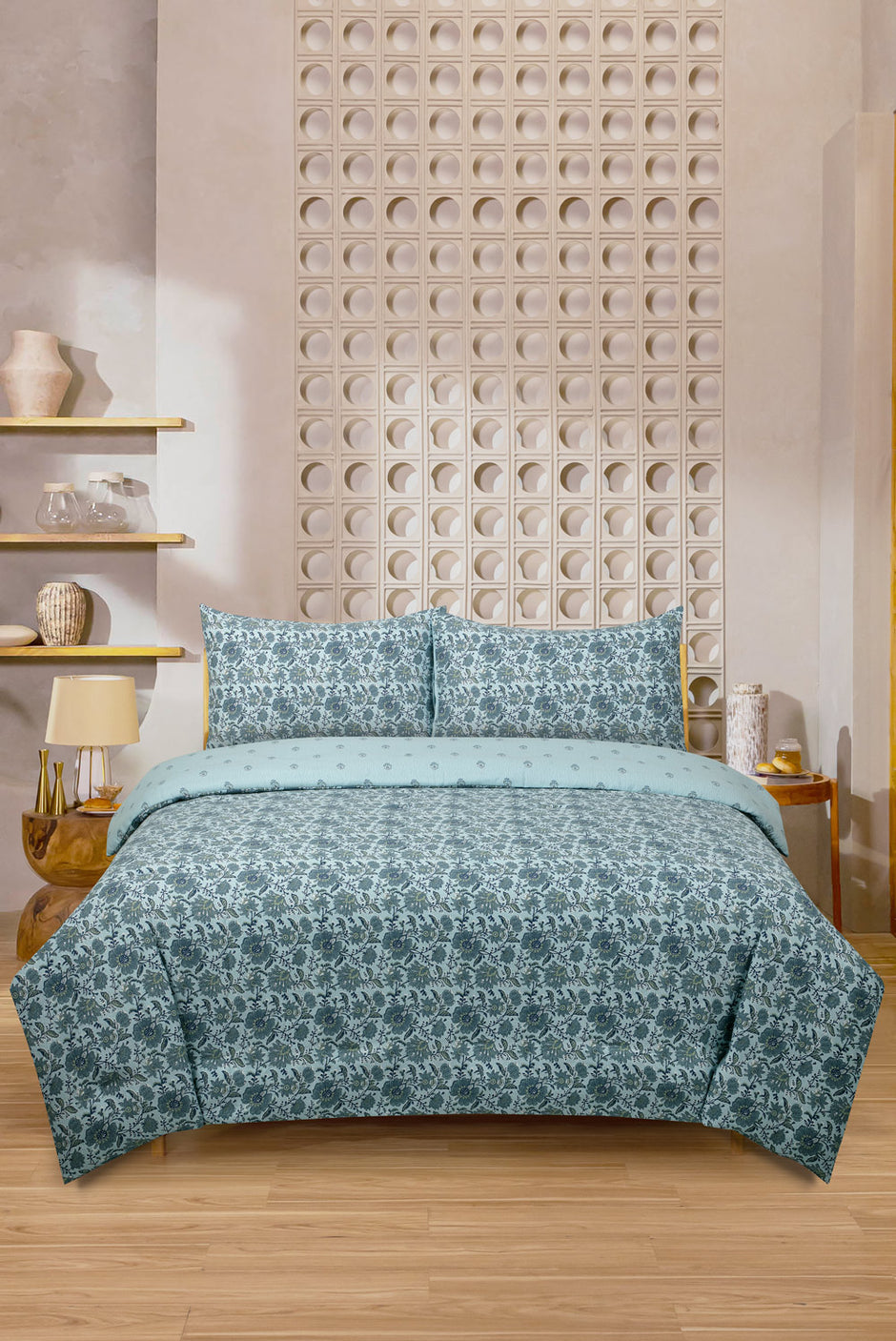 Indigo Flora Printed Matelasse Comforter set