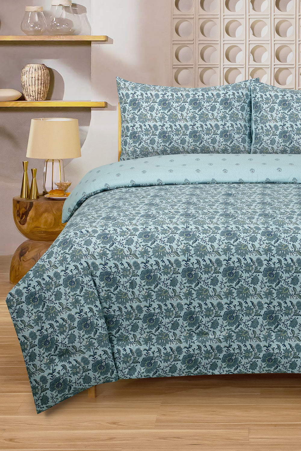 Indigo Flora Printed Matelasse Comforter set