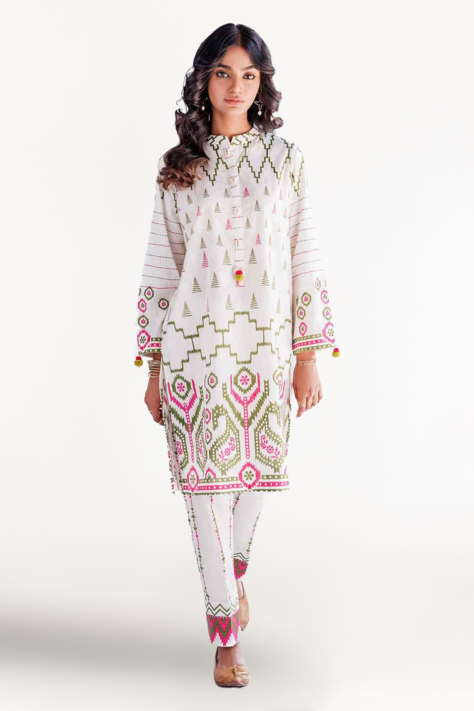 2 Piece Unstitched Jacquard Printed Suit with Lawn Trouser