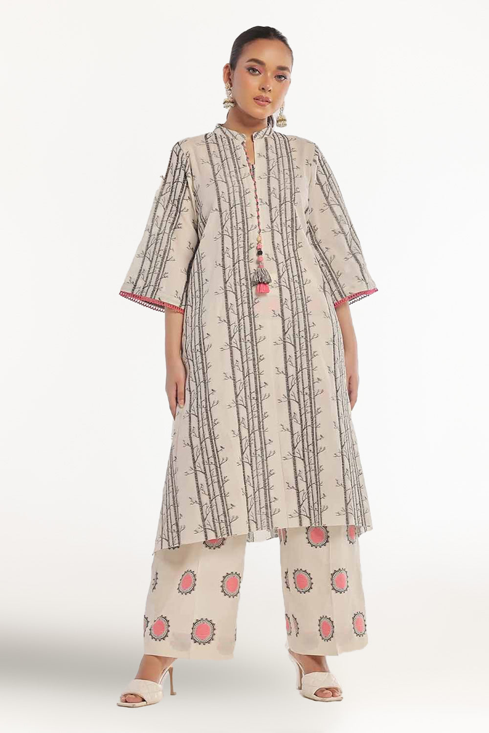 2 Piece Unstitched Jacquard Printed Suit