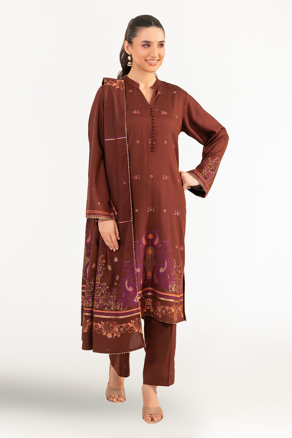 3 Piece Jacquard Suit with Dupatta