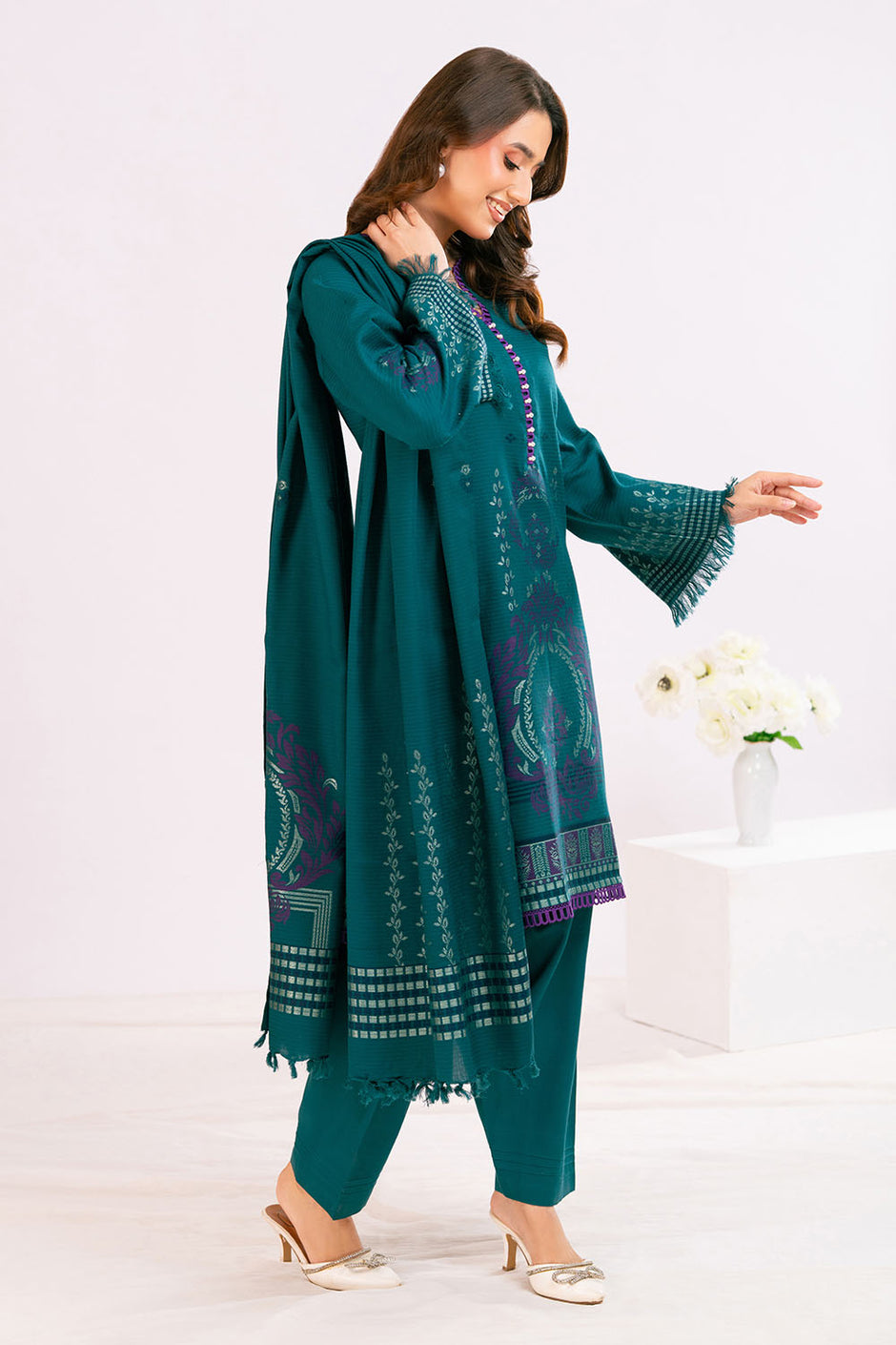 3 Piece Jacquard Suit with Dupatta