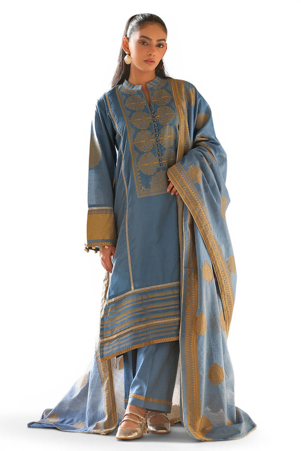 3 Piece Jacquard Suit with Jacquard Dupatta