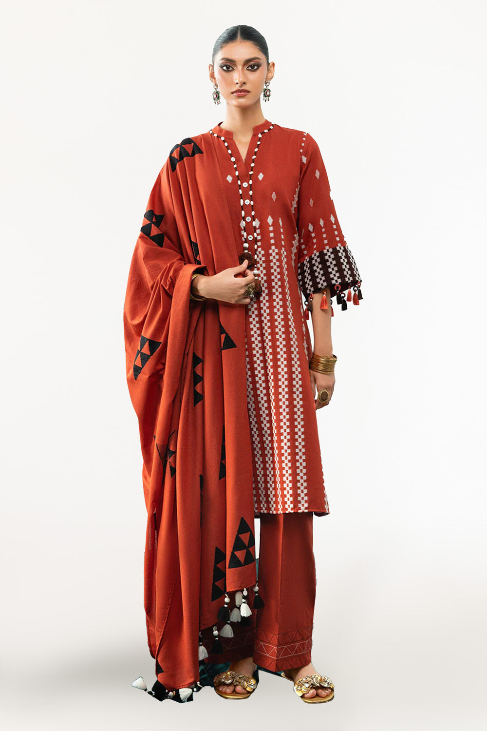 3 Piece Jacquard Suit with Dupatta