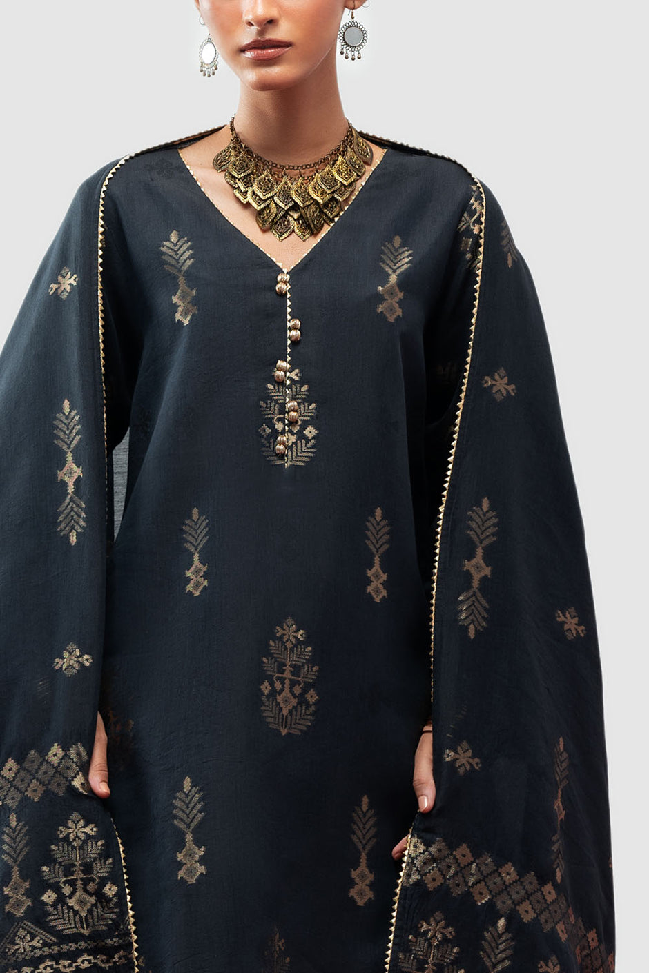 3 Piece Jacquard Suit with Dupatta