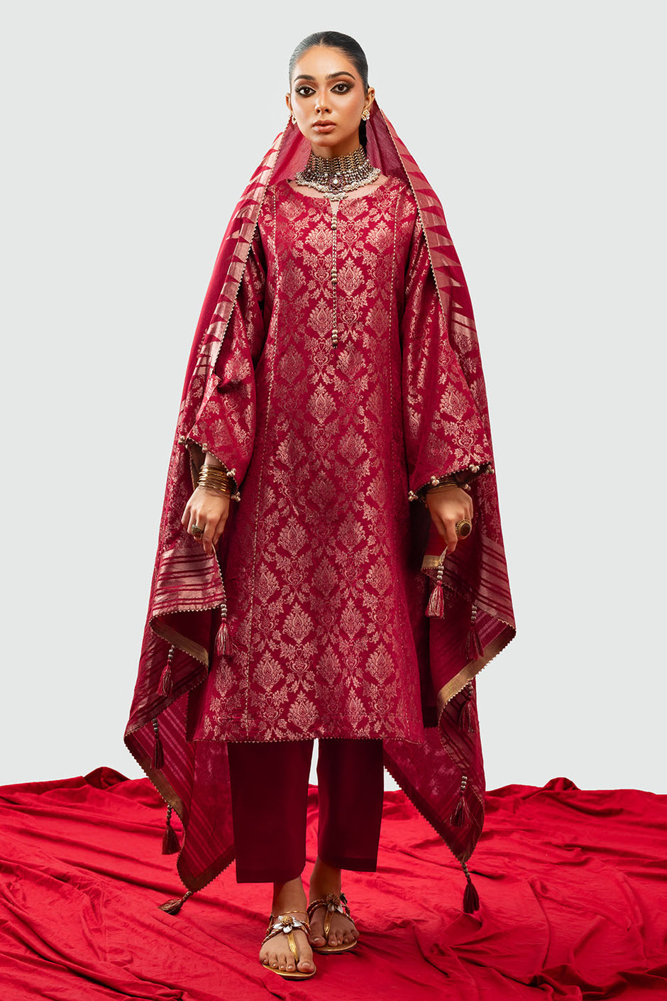 3 Piece Jacquard Suit with Dupatta