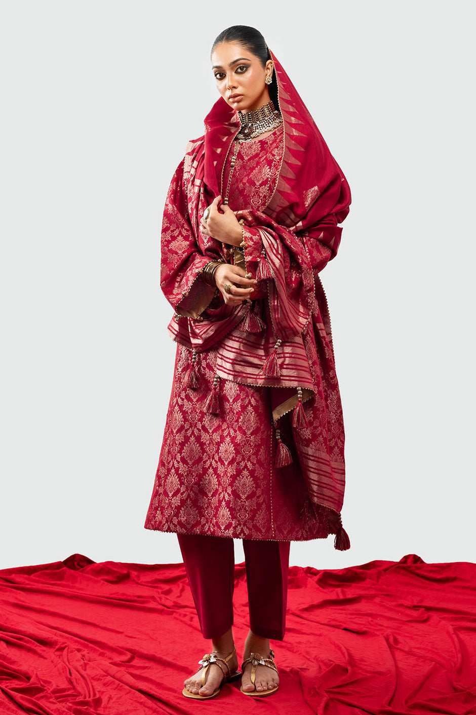 3 Piece Jacquard Suit with Dupatta