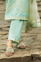 3 Piece Embroidered Lawn Suit with Embroidered Organza Details and Jacquard Dupatta