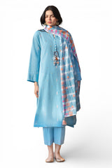 3 Piece Embroidered Yarn Dyed Jacquard Suit with Lacquer Printed Jacquard Dupatta MJ-52018