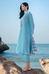 3 Piece Embroidered Yarn Dyed Jacquard Suit with Lacquer Printed Jacquard Dupatta MJ-52018