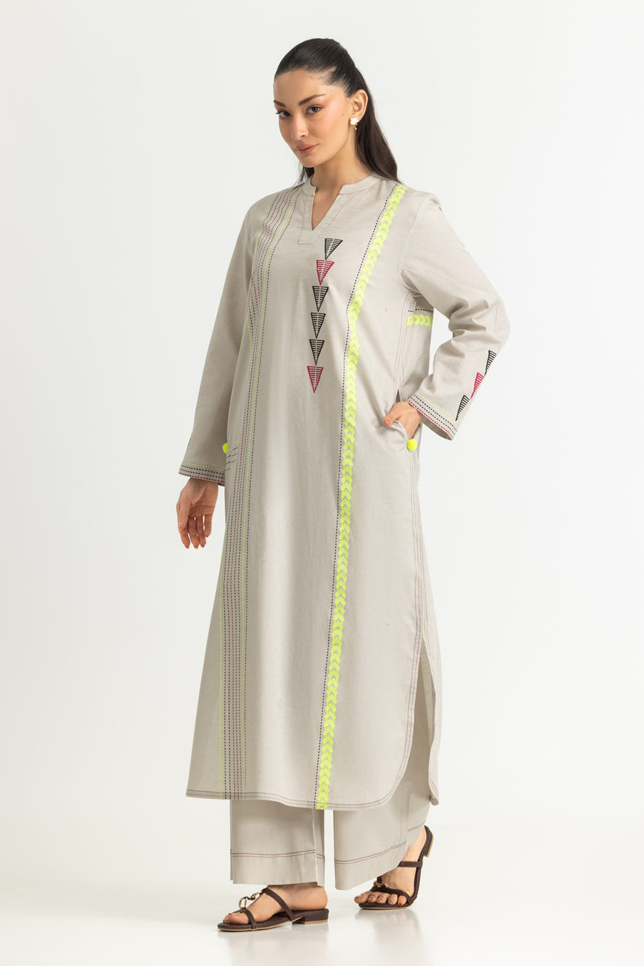 Jacquard Block Printed Shirt And Trouser