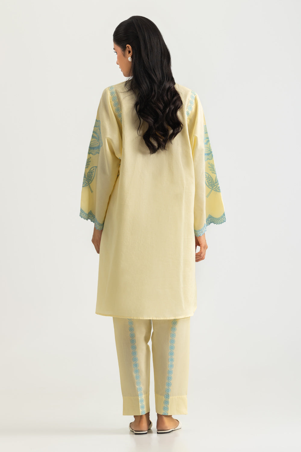 Jacquard Block Printed Shirt With Embroidered And  Block Printed Trouser