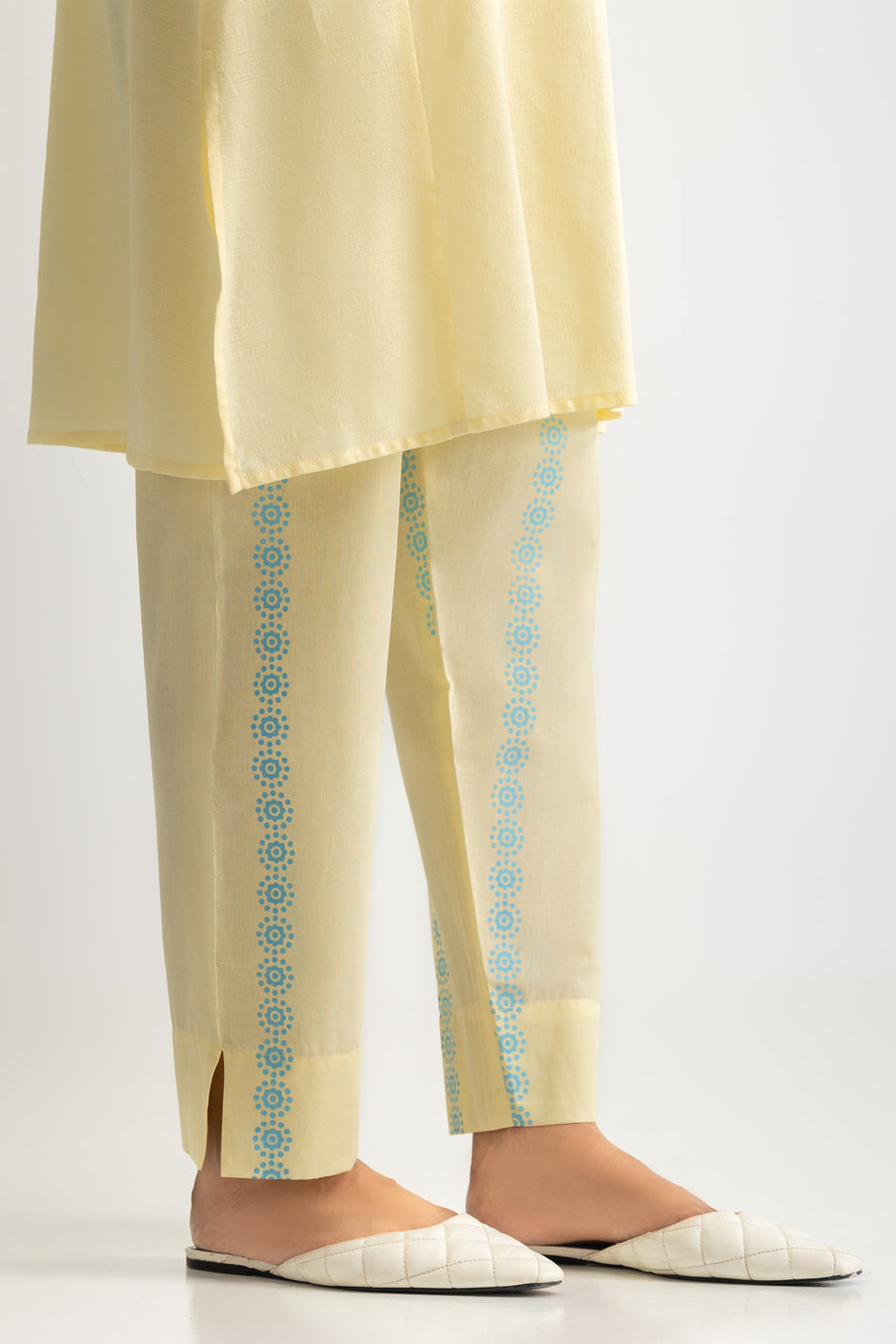 Jacquard Block Printed Shirt With Embroidered And  Block Printed Trouser