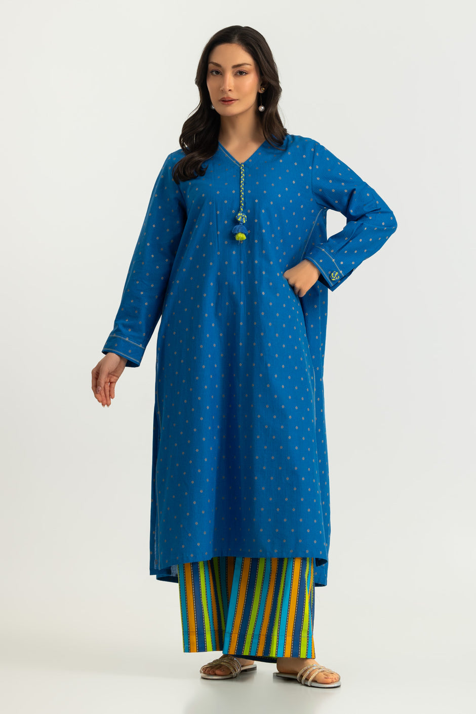Jacquard Dyed Shirt And Printed Trouser