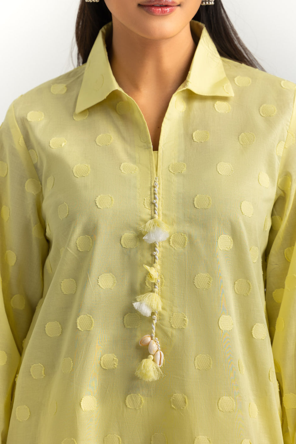 Jacquard Embellished Shirt And Dyed Trouser