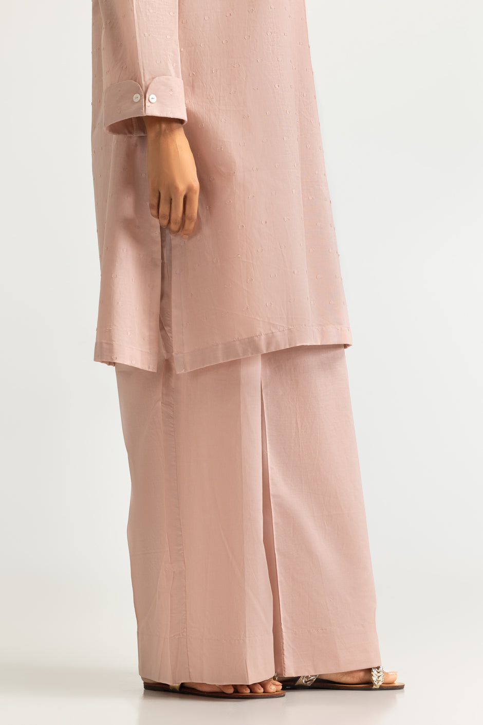 Jacquard Embellished Shirt And Dyed Trouser