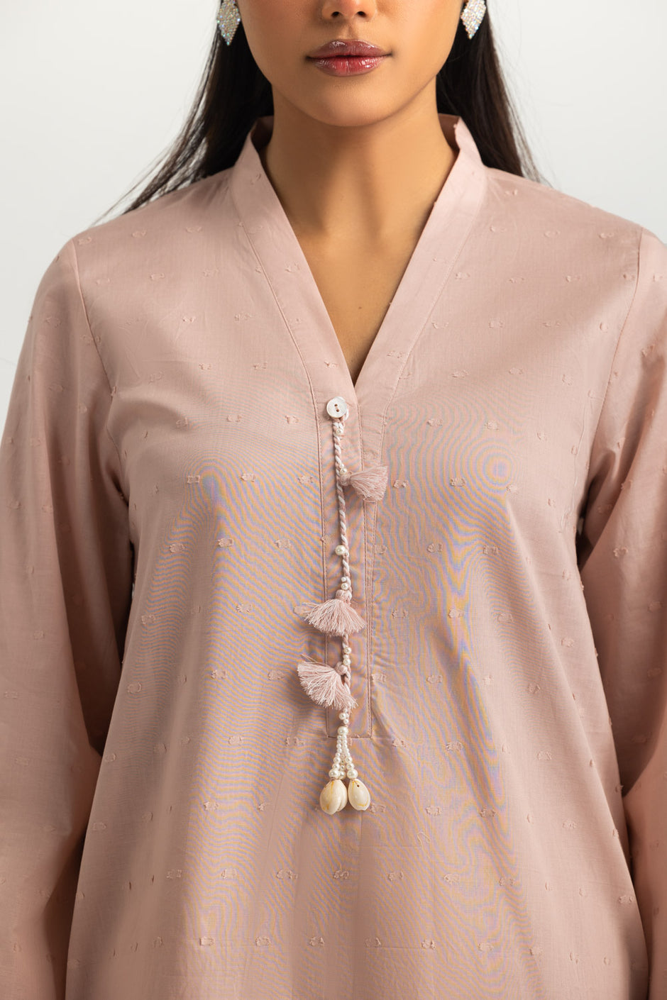 Jacquard Embellished Shirt And Dyed Trouser