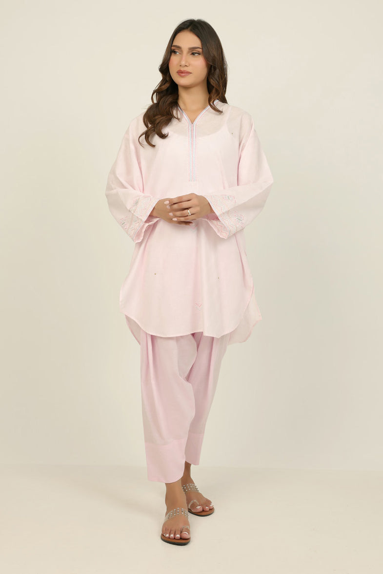 Jacquard Embroidered Shirt And Dyed Trouser