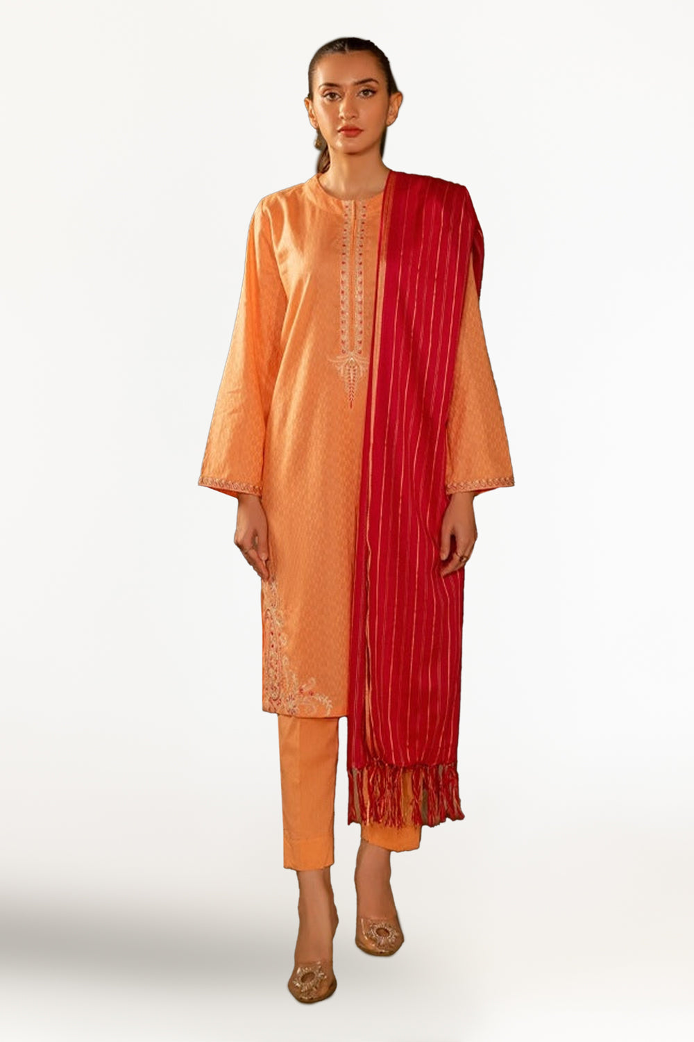 Jacquard Embroidered Shirt And Jacquard Dupatta WGK-JQW-DE-2956