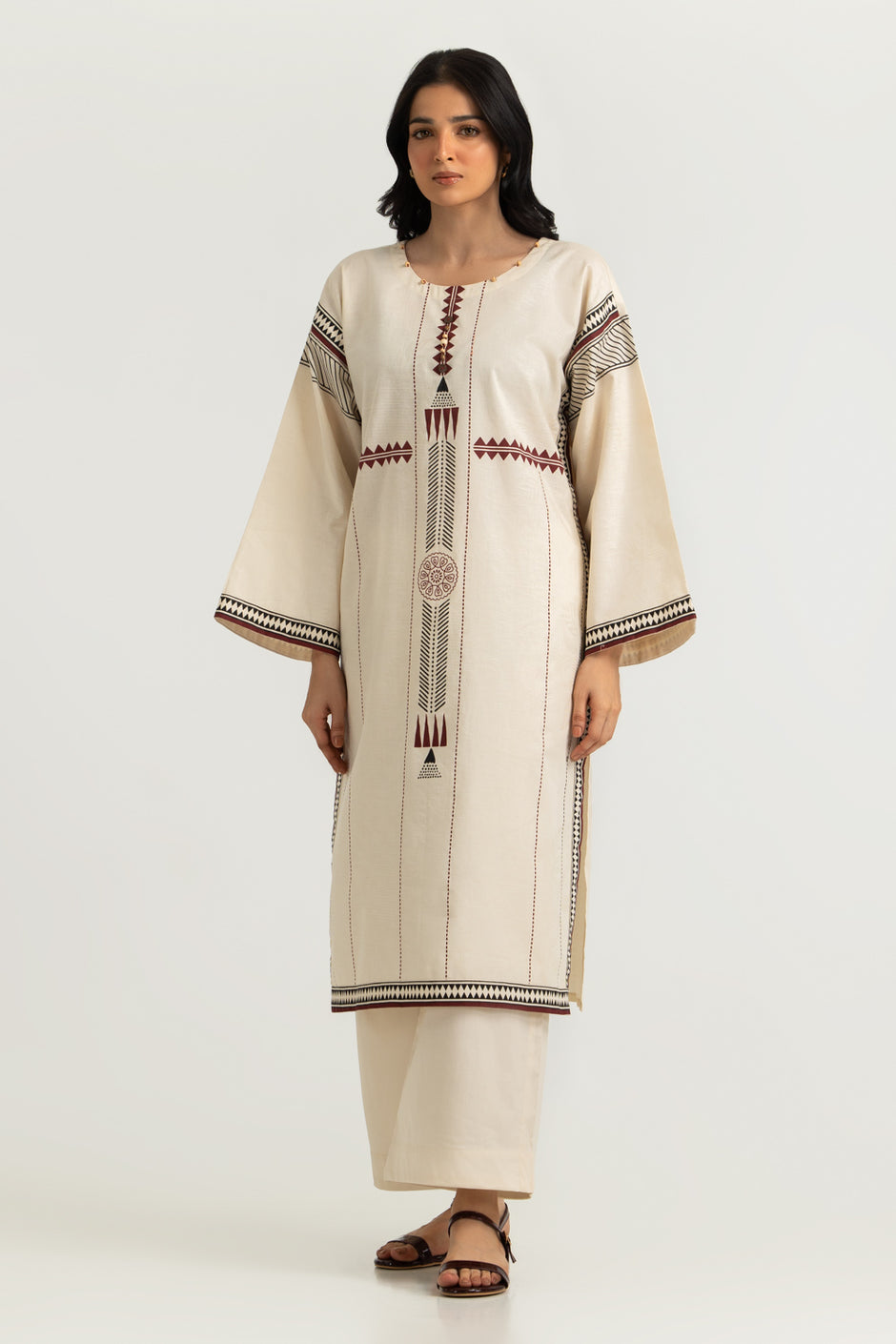 Jacquard Printed Shirt And Dyed Trouser