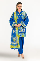 3 Piece Embroidered Khaddar Suit with Stripe Dupatta and Border K-52101