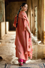 3 Piece Karandi Jacquard Suit with Embroidered Shirt and Dyed Trouser with Organza Border MJ-52025