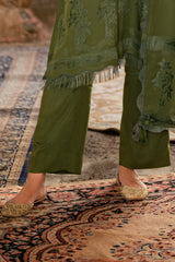 3 Piece Karandi Velvet Yarn Jacquard Suit with Shirt and Dyed Trouser MJ-52030