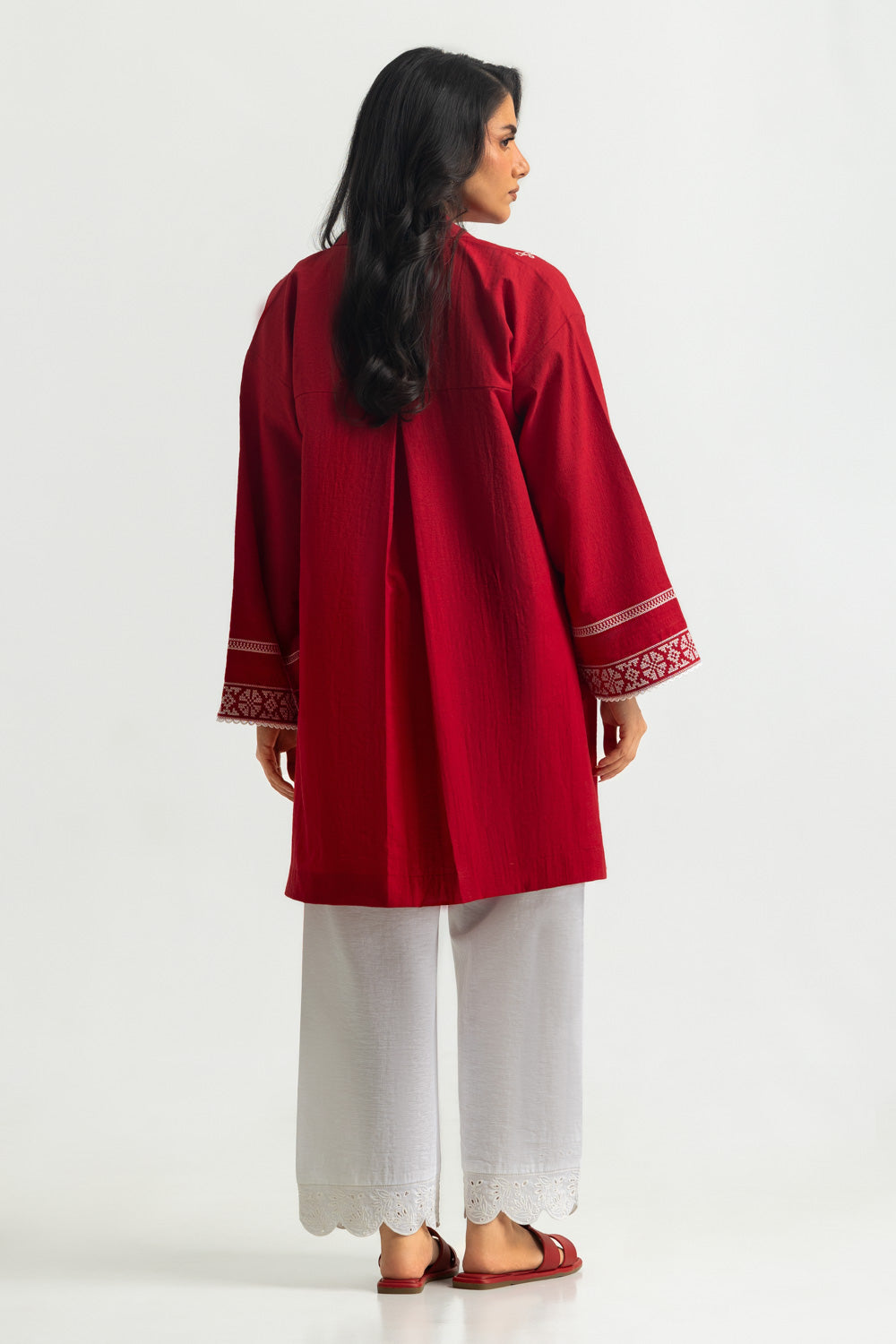 Karandi Gold Slub Embroidered Co-Ord Set